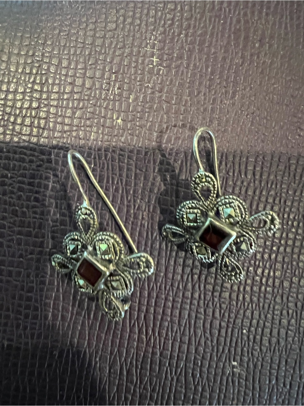 Sterling Marcasite with amethyst earrings